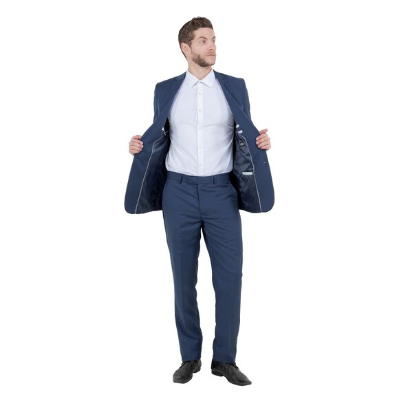 Azzuro's Premium Polyester Slim Fit 2pc Mens Suit, Navy - Picture 2 of 5